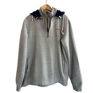 Official Liverpool Football Club Grey 1/4 Double Zip Hoodie - Sweatshirt XL